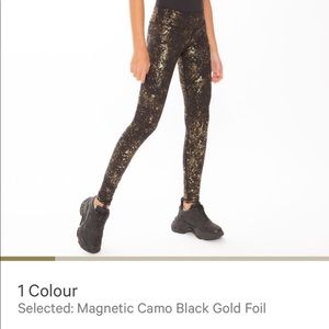 Ivivva by Lululemon rhythmic tights- magnetic camo black gold